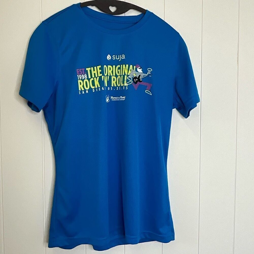 Brooks Womens Medium Rock N Roll San Diego 2015 T Shirt Blue Short Sleeve